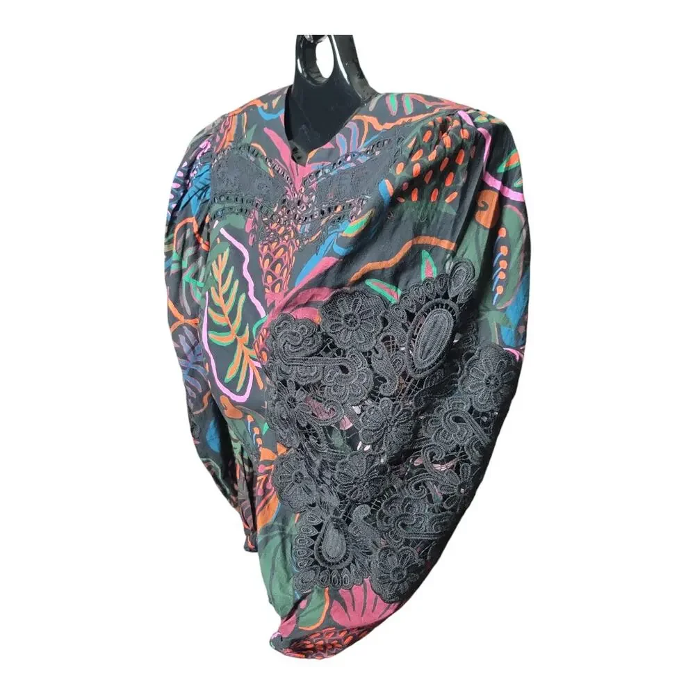 FARM Rio FrutisDream Puff Sleeve SubtleFruit Print NWT Sz S BOHO Art to Wear Y2K